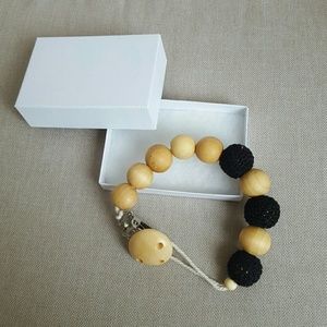 Baby pacifier clip wood beads teether Soother